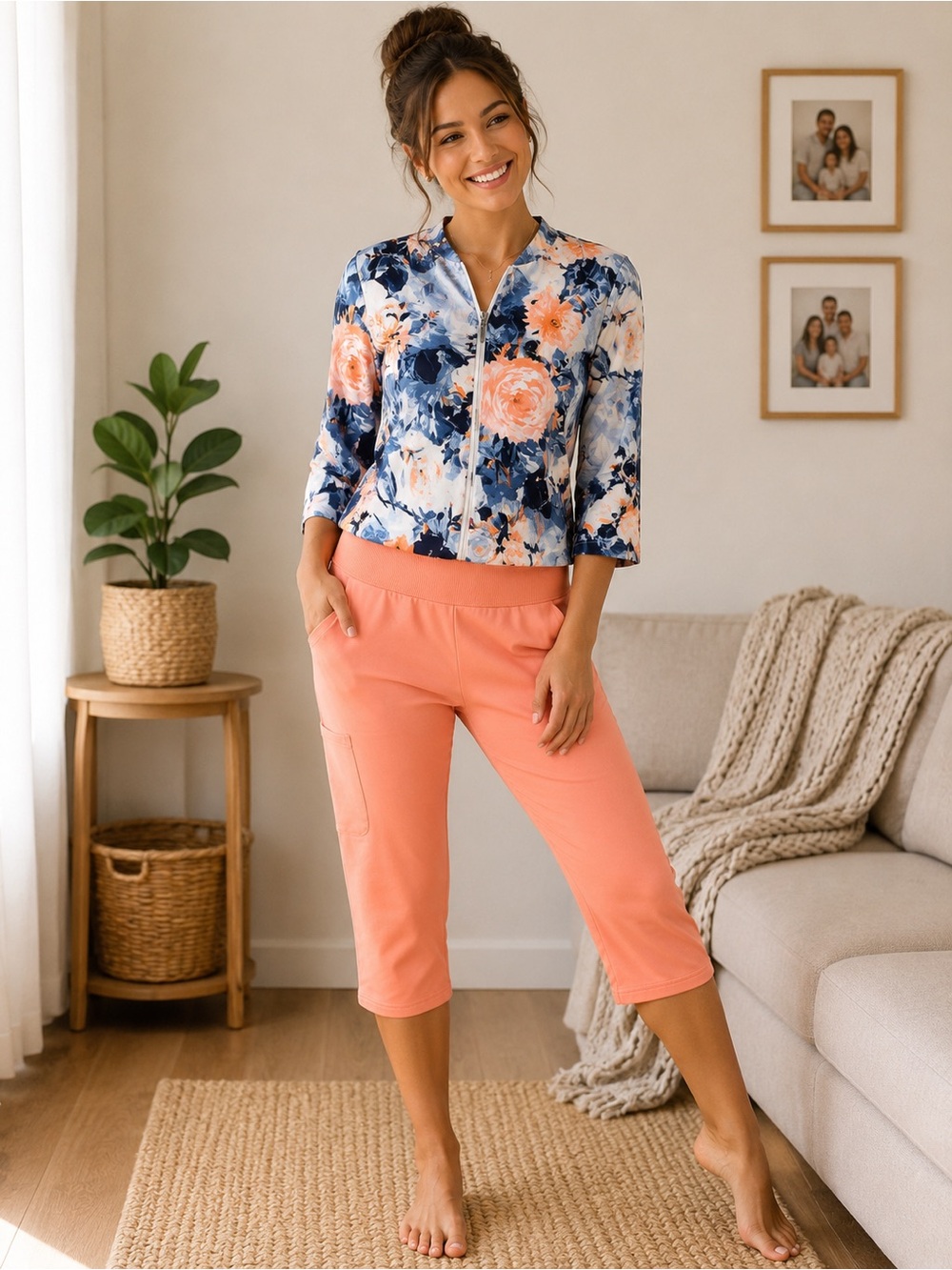 Active USA Peach Crop Cargo Capris